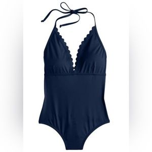 J. Crew Scalloped One Piece Bathing Suit Navy size 4